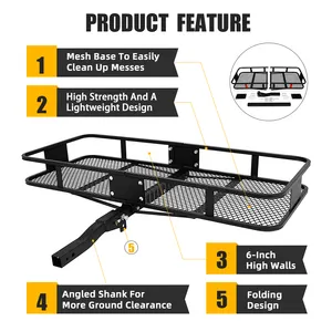 Panier à bagages pliable compatible Steal de haute qualité pour véhicule monté sur attelage de remorque Porte-bagages arrière de voiture
