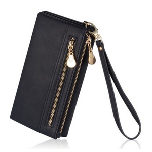 Boshiho Double Zipper Leather Lady Clutch <b>Wristlets</b> - Product Image 1