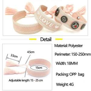 Pulsera <span class=keywords><strong>de</strong></span> la <span class=keywords><strong>Amistad</strong></span> tejida a mano para mujer, brazalete <span class=keywords><strong>de</strong></span> estilo Vintage con borlas y corazón, joyería para amantes, B1621 - Product Image 5