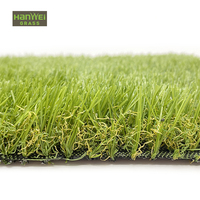 Rumput Sintetis Hanwei Roll-PE+PP Bahan Benang Bentuk C 8500 Dtex 20475 Kepadatan 4 Warna Tinggi Bulu 34mm untuk Penggunaan Taman