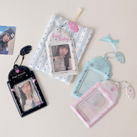 Porte-cartes photo Kpop Kawaii Angel Baby avec porte-clés ailes, étui esthétique pour carte d'identité et carte de bus, Toploader pour la décoration de sac d'école