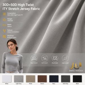 ปรับแต่ง<span class=keywords><strong>ผ้า</strong></span>ทอเนื้อเจอร์ซีย์ 30d สำหรับเสื้อผ้าสตรี - Product Image 3