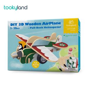 2025 baru DIY 3D pesawat teka-teki kayu Pull -Back Heicoper permainan mainan untuk anak-anak Seni & Kerajinan untuk anak perempuan dan anak laki-laki - Product Image 4
