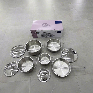Set di Pentole <span class=keywords><strong>KORKMAZ</strong></span> in Acciaio Inox 201 Non Rivestito a Doppio Fondo, 9 Pezzi, Regalo per l'Esportazione Transfrontaliera - Product Image 4