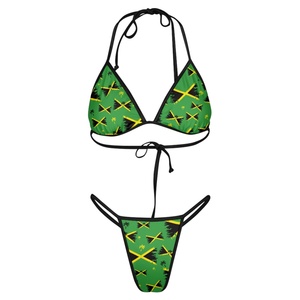 Set Bikini Personalizzato <span class=keywords><strong>da</strong></span> Donna, Top Triangolare con Allacciatura al Collo, Slip a Vita Bassa, Costume <span class=keywords><strong>da</strong></span> <span class=keywords><strong>Bagno</strong></span> Due Pezzi con Stampe su Richiesta - Product Image 2