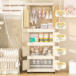 <span class=keywords><strong>Armoire</strong></span> de rangement pliable en plastique, montage simple, multi-niveaux, multifonctionnelle, design américain, <span class=keywords><strong>armoire</strong></span> pour bébé pour enfants - Product Image 4
