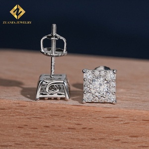 Fine Jewelry 925 <b>Silver</b> Moissanite <b>Earrings</b> Screw Back Brilliant Sparkling Wedding Gift for Women - Product Image 6