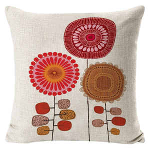 Flowers Themed Geometric Floral <b>Throw</b> Pillow Cover Home & Hotel Use Customizable Linen Eco-Friendly - Product Image 1