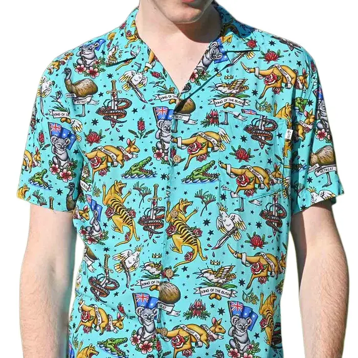 Casual Animal Pattern Open Collar Man Hawaiian Shirt Custom Design Cotton/Rayon Fabric Hawaiian Shirts Wholesale