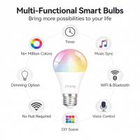 Bombillas LED Inteligentes E27 B22 A60 RGBCW 9W 806LM 100-240V Tuya Wifi para Control por Aplicación Alexa y Google, Regulables, para el Hogar