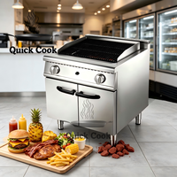 Barbecue commercial à pierre de lave électrique/gaz avec armoire de rangement pour la cuisson de steaks et de grillades en restaurant