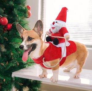 New design high quality Christmas snowman ride horse design Christmas holiday large dog clothes hat for big dogs - Product Image 4
