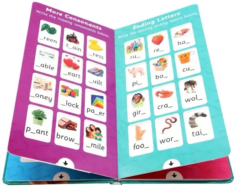 English alphabet children education learning wipe and clean books with pen