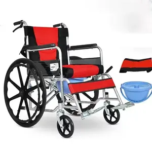 Kursi roda Manual 20 inci, kursi roda besar 20 inci, perlengkapan rehabilitasi portabel dapat dilipat aluminium baja karbon tinggi - Product Image 2