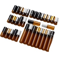 1ml 2ml 3ml 5ml 10ml MIni Huile essentielle de parfum en verre de couleur ambre Roll on Bottle with Steel Roller Ball