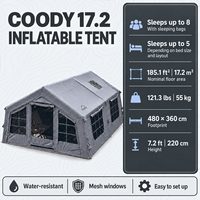 Tente gonflable familiale Coody Familia 17.2 Air - Gris, tente de camping portable en tissu de coton pour l'extérieur, quatre saisons, durable