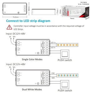 <span class=keywords><strong>Controller</strong></span> LED CCT Compatibile con Luci LED CCT a 2 Fili LC2-RF, <span class=keywords><strong>Controller</strong></span> LED 2 in <span class=keywords><strong>1</strong></span> a 2 Fili 2.4G per Luminosità e Temperatura Colore - Product Image 3