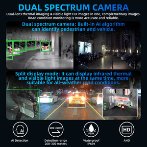 Caméra infrarouge thermique Alwaycare en alliage d'aluminium haute densité IP69K 1080P AHD avec détection visible 200-300m, grand angle 130°, 12V - Product Image 6