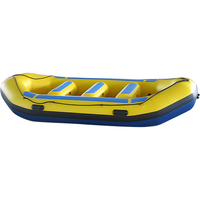 Material de casco de PVC, piso de punto de caída, balsa de agua de color amarillo inflable, barco de pesca, rafting