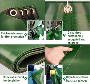 Bạt vải màu xanh lá cây với eyelets110 x 220 cm bạt hồ bơi hình chữ nhật bền thời tiết cho cắm trại và vườn ngoài trời - Product Image 4