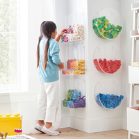 Benutzer definierte schwimmende runde Acryl Box Candy Container Wand halterung Auto Modell Lagerung Organizer Klar Acryl Wand Tasche Kreis