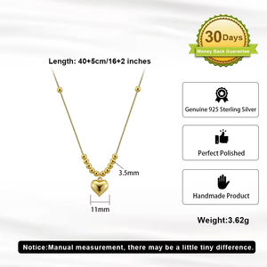 قلادة نسائية عصرية من YFN قلادة بدلاية على شكل قلب فضي مطلية بالروديوم لحفلات الزفاف والاحتفالات - Product Image 2