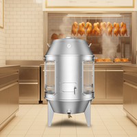 Nouveau four rotatif commercial entièrement automatique gaz/électrique pour canards et poulets, commande tactile, grande capacité, verre transparent 304