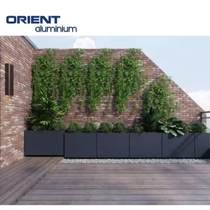 Pot de fleur <span class=keywords><strong>rectangulaire</strong></span> pour jardin extérieur <span class=keywords><strong>Jardinière</strong></span> murale en aluminium avec blocs de <span class=keywords><strong>béton</strong></span> Pots à revêtement en poudre à motif carré et finition noire - Product Image 6
