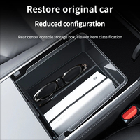 Transparente PC-Mittelkonsolen-Aufbewahrungsbox mit Silikonmatte, Auto-Innenraum-Organizer für Model 3/Y, Wasserdichte Auto-Aufbewahrung