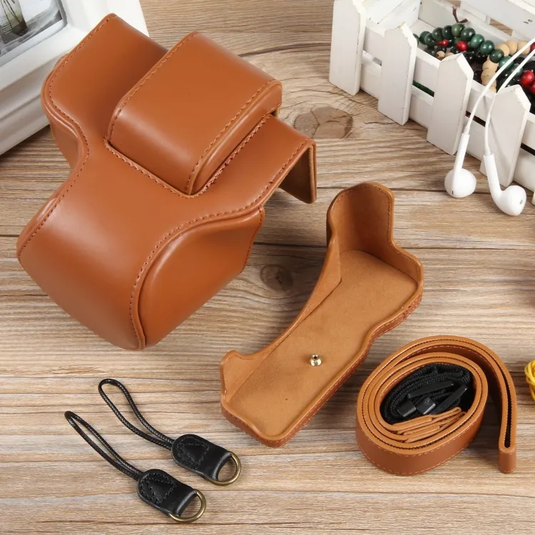 Full Body Magnetic Leather Camera Case Bag with Strap For Canon EOS R50