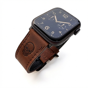 Cinturino Vintage Rebel Skull in Vera Pelle per IWatch 49mm 45mm 44mm 42mm, Cinturino Artigianale Premium in Pelle Bovina - Product Image 3