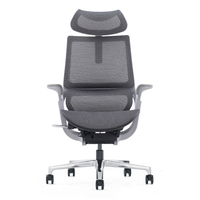 Chaise de bureau ergonomique moderne et confortable pivotante en maille et cuir PU/véritable avec appui-tête et repose-pieds réglables et fonction rafraîchissante