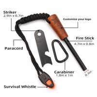 Baiyuheng Survival Flint Ferrocerium Rod Flint Fire Starter Kit avec manche en bois percé pour l'aventure Bushcraft en plein air