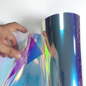 Holographic Transparent Red Blue 2 Color PVC Rainbow Soft Film Yuan Xiangli Factory Production For Active Background Wall