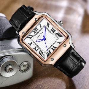 Orologi SINOBI di Lusso Quadrati Classici da Uomo con Numeri Romani Orologio Casual in Pelle al Quarzo da Polso per Uomo - Product Image 2