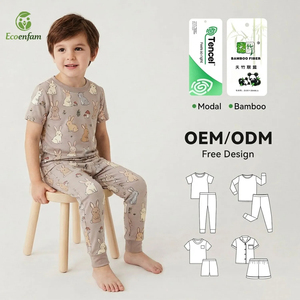 Pyjamas en bambou pour garçons Ecoenfam, ensembles à manches courtes, imprimés, vêtements de nuit pour garçons, doux, fabricant de vêtements pour enfants OEM ODM - Product Image 1