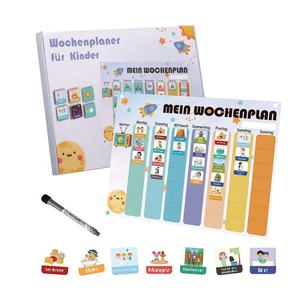 Perencana mingguan anak-anak papan magnetik montesori dalam desain lucu termasuk 200 magnet & pena permainan pendidikan dari 3 tahun - Product Image 6