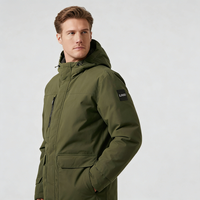Veste parka en coton doublée de duvet avec logo personnalisé imprimé, 3 en 1, à capuche, de haute qualité, pour homme, avec grande poche, noyau intérieur amovible, coupe-vent