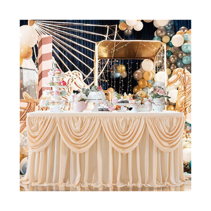 Plinthe en spandex champagne avec jupe de table de mariage en plein air à fleurs à volants pour les banquets de fête - Product Image 5