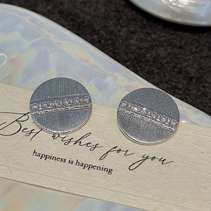 Boucles d'oreilles en argent pur S925, design de niche, simples, élégantes, vintage, motif géométrique de papillon, zircon circulaire, bijoux - Product Image 4