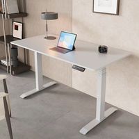 Meubles de bureau à domicile - Bureau ergonomique en bois avec structure métallique, réglable en hauteur électriquement, poste de travail informatique, table de bureau