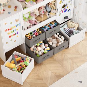 Mueble Infantil Multifuncional Moderno para Sala de Estar con Pizarras de Doble Cara y 4 Compartimentos de Almacenamiento Extraíbles - Product Image 2