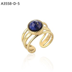 Amy Amy Fashion <b>Ring</b> <b>Gold</b> Plated Natural Stone <b>Cocktail</b> <b>Ring</b> For Women Vintage Style Geometric Design Everyday Wear - Product Image 3