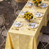 Nappe en polyester jacquard damassé tissé motif papillon, couverture de table réutilisable pour banquets d'hôtel, mariages et événements