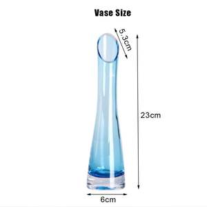 Moderne Bleu Blique Bouche Fait À La Main Soufflé Art Verre Fleur Vase Unique Bourgeon Table De Mariage Centre De Table Usine En Gros Décoratif - Product Image 2