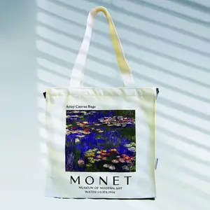 36*36*10 см, модная женская сумка-тоут с изображением Моне, плотная холщовая Хлопковая сумка для покупок, дорожная сумка на плечо для студентов