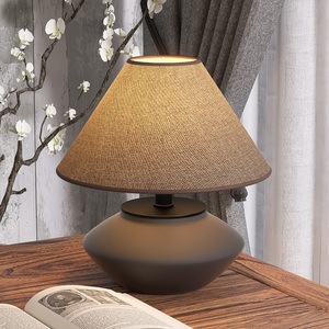 Lámpara de mesa con base de cerámica, bombilla Led E27, control de interruptor para dormitorio, sala de estar, estudio, decoración de estilo chino moderno - Product Image 4