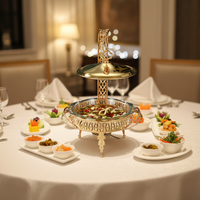2-3L Gold Edelstahl Alkoholbetriebener Wärmespeicher Chafing Dish Buffet Speisenwärmer-Set für Hotel, Restaurant, Hochzeit, Party