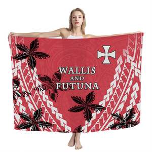 Pareos Ropa de playa Pareo Floral Impreso Polinesio Tribal <span class=keywords><strong>Wallis</strong></span> y <span class=keywords><strong>Futuna</strong></span> Islas Pink Hibiscus Print Custom Lavalava Cover up - Product Image 1