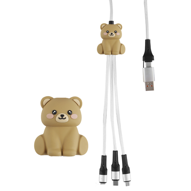 Creative Design Bear Shape Multi-function Fast Charger Travel Portable Mobile Phone 6 in 1 USB Charging Type C Data Cable